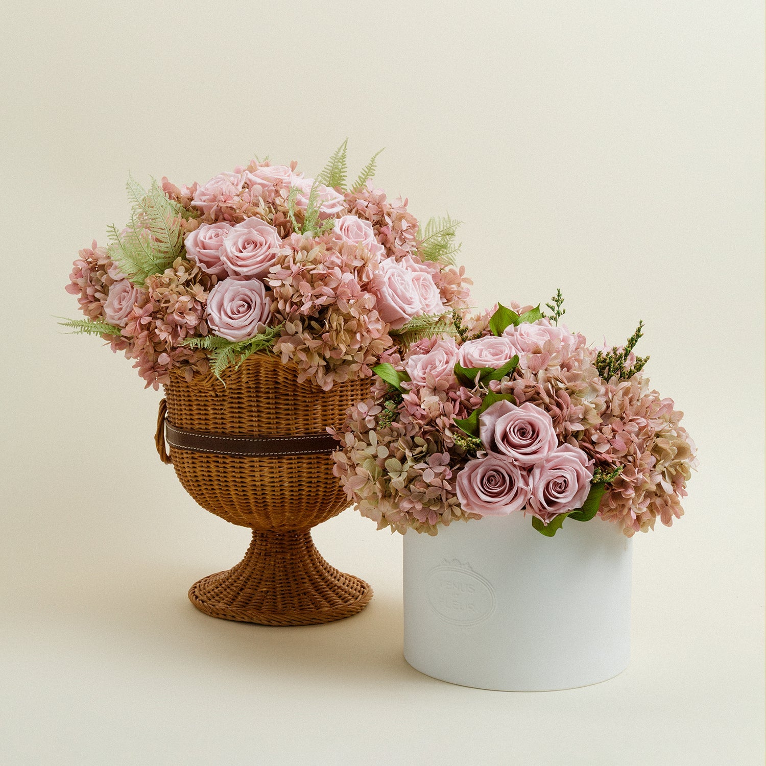 Thalia Porcelain Vase Roses & Hydrangeas